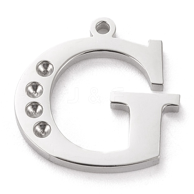 Tarnish Resistant 304 Stainless Steel Letter Pendant Rhinestone Settings STAS-J028-01G-1