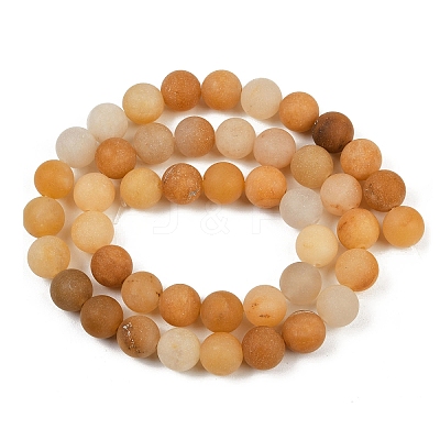 Frosted Round Natural Yellow Aventurine Bead Strands G-J338-06-8mm-1