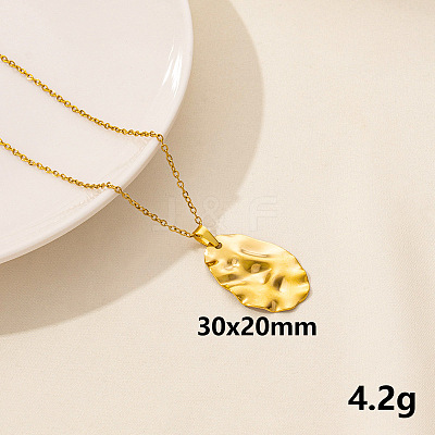 Stainless Steel Oval Pendant Necklaces FU8631-2-1