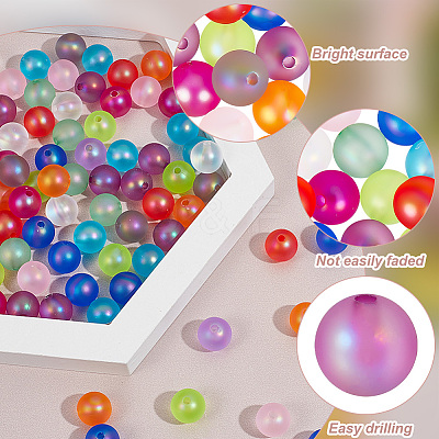 96Pcs 16 Colors Spray Painted Acrylic Beads OACR-GO0001-01-1