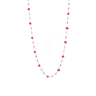 304 Stainless Steel & Glass Link Chain Necklaces for Women STAS-OY015-53G-1
