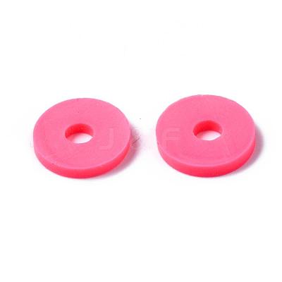 Flat Round Handmade Polymer Clay Beads CLAY-R067-10mm-25-1
