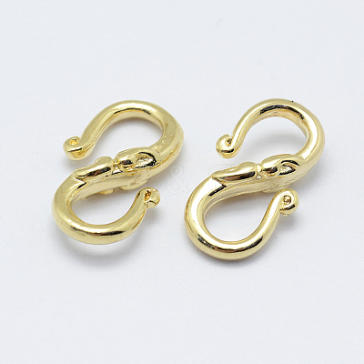Brass S-Hook Clasps KK-F727-10G-NF-1