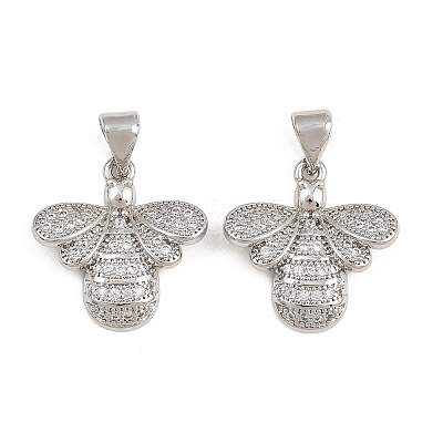 Brass Micro Pave Clear Cubic Zirconia Pendants ZIRC-I036-25P-1