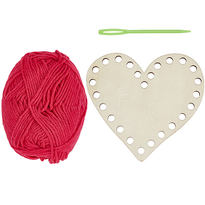 DIY Heart Wood Knitting Loom Kits DIY-CY0003-10B-1