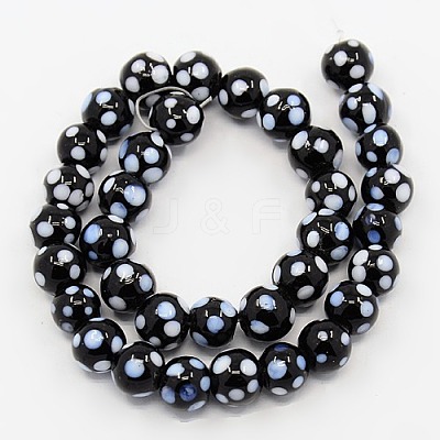 Handmade Lampwork Round Beads Strands LAMP-L007-8mm-03-1