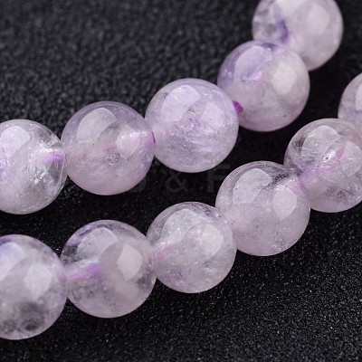 Natural Lavender Amethyst Round Bead Strands G-O134-08-6mm-01-1