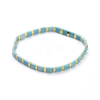 Rectangle Glass Seed Beads Stretch Bracelets BJEW-JB05297-02-1