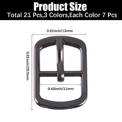 21Pcs 3 Colors Zinc Alloy Roller Buckles AJEW-CL0002-02-1