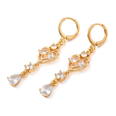 Rack Plating Golden Brass Dangle Leverback Earrings EJEW-B037-17G-1