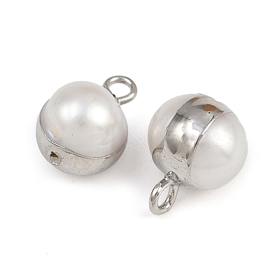 Natural Pearl Round Charms KK-D423-08P-1
