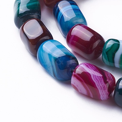 Natural Dyed Striped Agate/Banded Agate Beads Strands G-G775-B-M-1