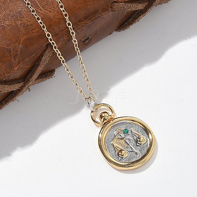 Brass Twelve Constellations Tarot Pendant Necklaces NJEW-Q006-01I-G-1