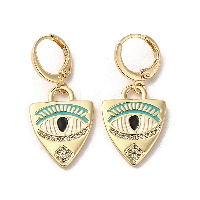 Horse Eye Golden Brass Dangle Leverback Earrings EJEW-Q797-24G-02-1