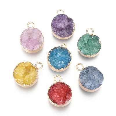 Natural Druzy Agate Pendants G-L566-A-1