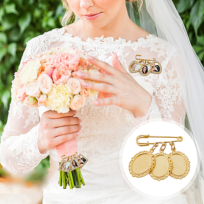 3Pcs 3 Styles Alloy Rhinestone Brooch Base Settings JEWB-OC00001-1