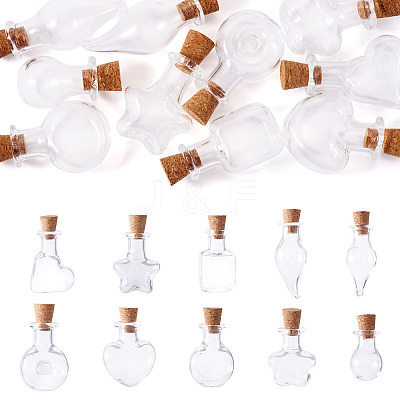10Pcs 10 Styles Mini High Borosilicate Glass Bottle Bead Containers BOTT-TA0001-01-1