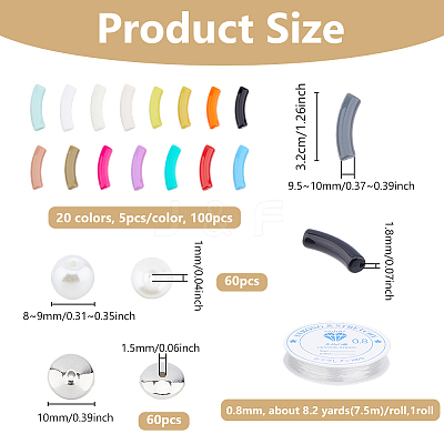 DIY Acrylic Curved Tube & CCB Plastic Beads Bracelet Making Kits DIY-DC0003-31B-1