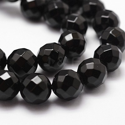 Natural Dyed & Heated Black Onyx Beads Strands X-G-D840-23-6mm-1