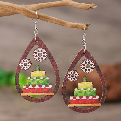 Easter Iron Wood Dangle Earrings WGB6572-01-1