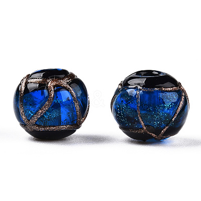 Handmade Gold Sand Lampwork Beads LAMP-T019-10mm-06-1