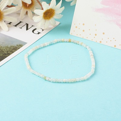 Faceted Rondelle Natural Morganite Bead Stretch Bracelets BJEW-JB06383-03-1