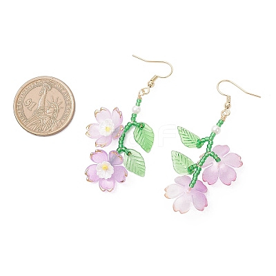 Acrylic Flower Dangle Earrings EJEW-MZ00588-02-1
