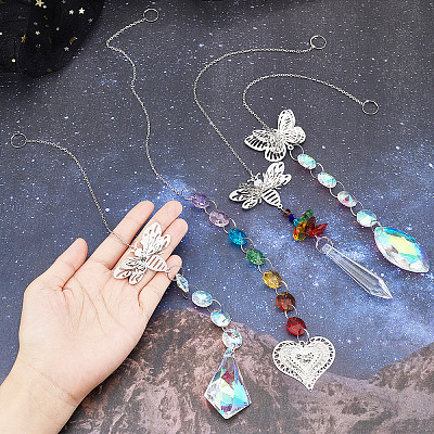 4Pcs 4 Style Hanging Suncatcher AJEW-SC0001-53-1