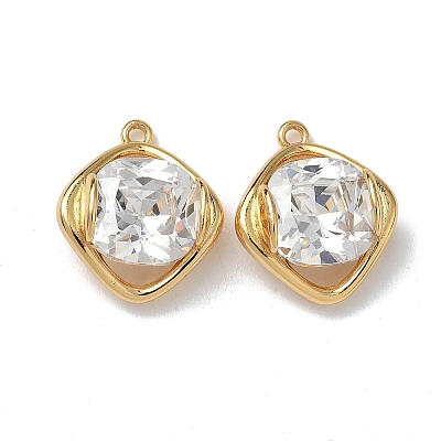 Brass Micro Pave Cubic Zirconia Pendants KK-Z136-20G-1