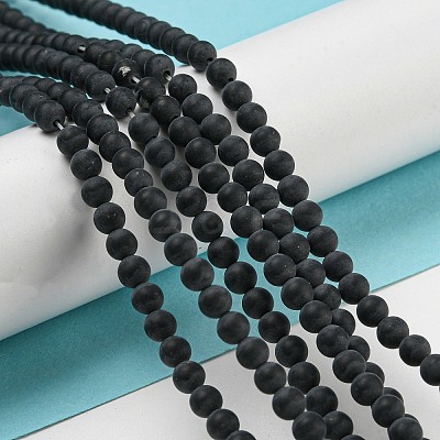 Grade A Natural Black Agate Beads Strands G447-2-1