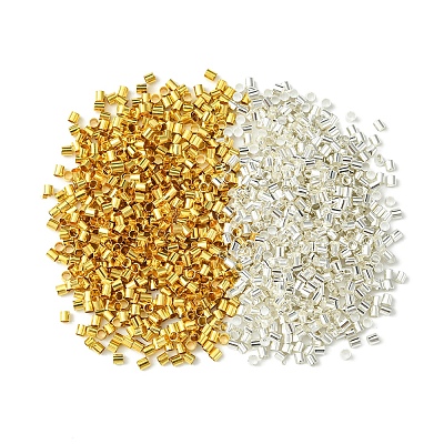 1200Pcs 2 Colors Brass Crimp Beads KK-FS0001-37-1