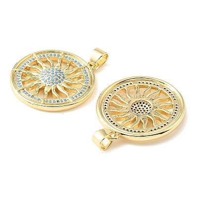 Brass Micro Pave Sky Blue Cubic Zirconia Pendants CU-CBA6938-04G-03-1