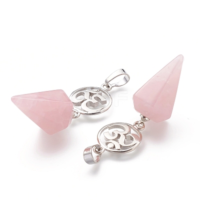 Natural Rose Quartz Pendants G-O194-06-1