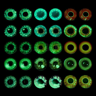 30Pcs 15 Colors Luminous Self Adhesive Glass Eyes Cabochons DIY-CA0006-27A-1