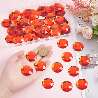 50Pcs Flat Back Acrylic Rhinestone Cabochons OACR-OC0001-15B-1