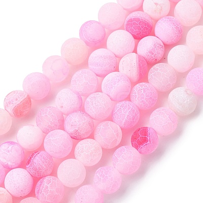 Natural Crackle Agate Beads Strands G-G055-8mm-1-1