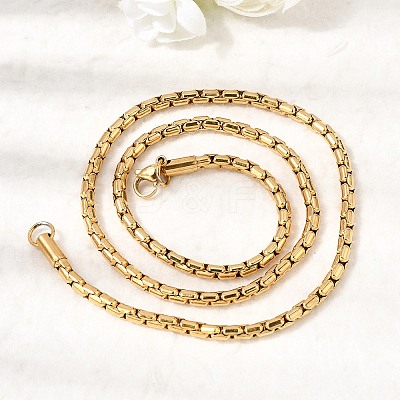304 Stainless Steel Box Chain Necklaces for Unisex NJEW-K305-02B-G-1