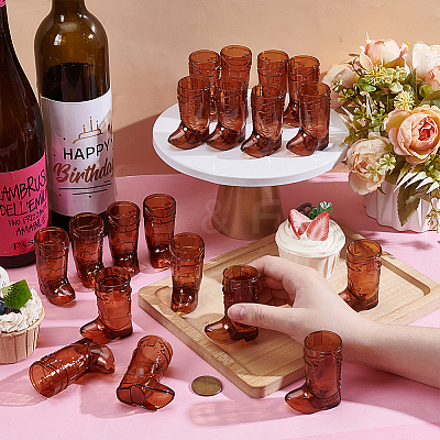 Cowboy Boots Shape PS Plastic Wine Glasses for Doll Miniatures FIND-WH0199-336B-1