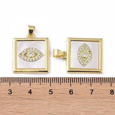 Rack Plating Brass Micro Pave Clear Cubic Zirconia Pendants KK-K341-44G-01-1