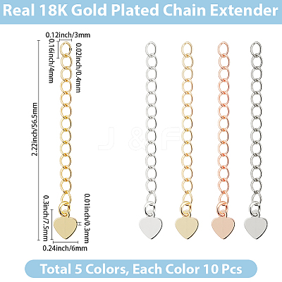 50Pcs 5 Colors Rack Plating Brass Chain Extender FIND-BBC0004-80-1