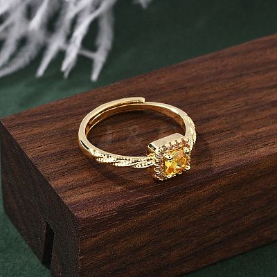 Brass Micro Pave Cubic Zirconia Finger Rings for Women RJEW-U049-04G-1