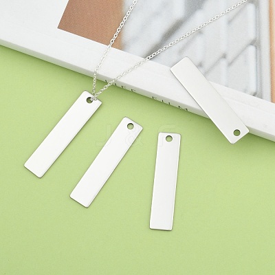 Tarnish Resistant 201 Stainless Steel Rectangle Stamping Blank Tag Pendants X-STAS-R064-15B-1