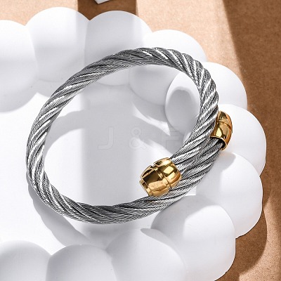 304 Stainless Steel Torque Bangles for Women BJEW-P310-25GP01-1