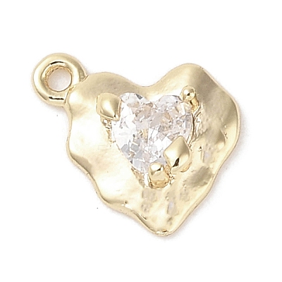 Brass Micro Pave Clear Cubic Zirconia Charms KK-G491-25G-1