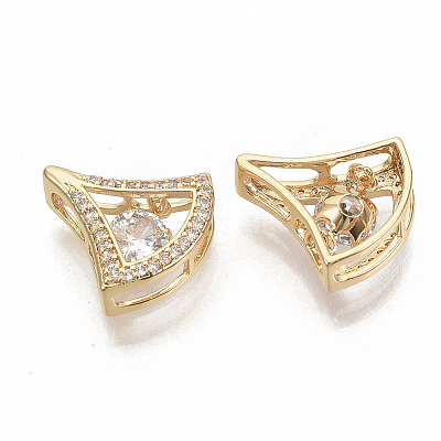 Brass Micro Pave Clear Cubic Zirconia Charms ZIRC-T011-18G-NF-1