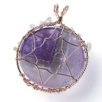 Natural Amethyst & Aquamarine Big Pendants G-G771-B03-1