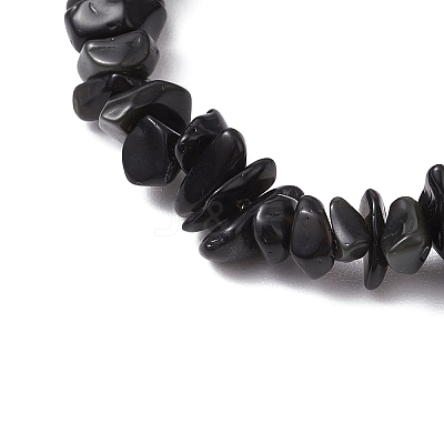 Natural Obsidian Chips Stretch Bracelets for Women Men BJEW-JB11341-09-1