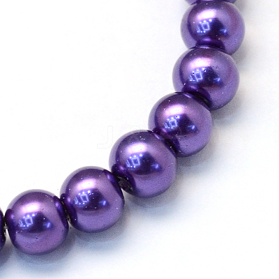 Baking Paint Pearlized Glass Pearl Round Bead Strands X-HY-Q003-4mm-76-1