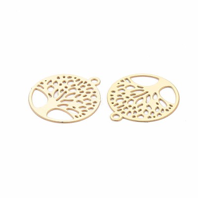 Rack Plating 201 Stainless Steel Filigree Pendants STAS-T057-49G-1