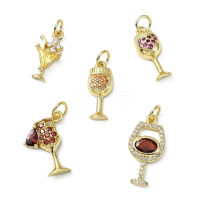 10Pcs 5 Styles Brass Micro Pave Cubic Zirconia Pendants KK-CJ0004-43-1